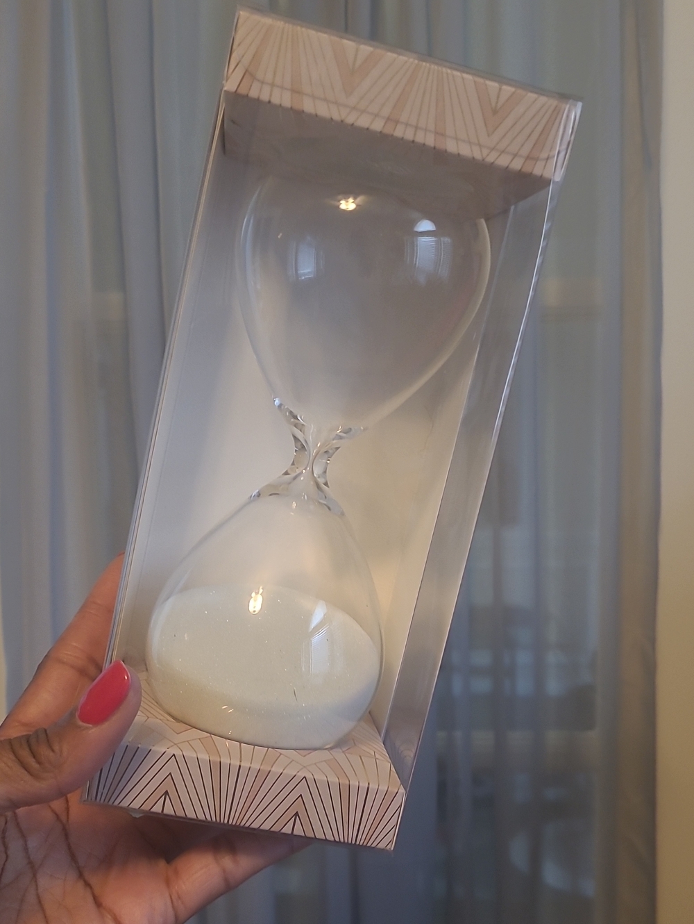 Glass Hourglass Timer with Silver Sand